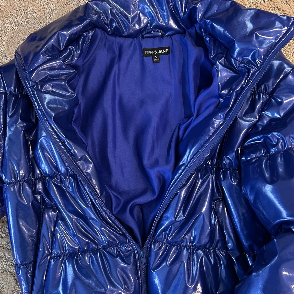 Shiny Blue Piper & Jane Puffer Jacket - Picture 4 of 5